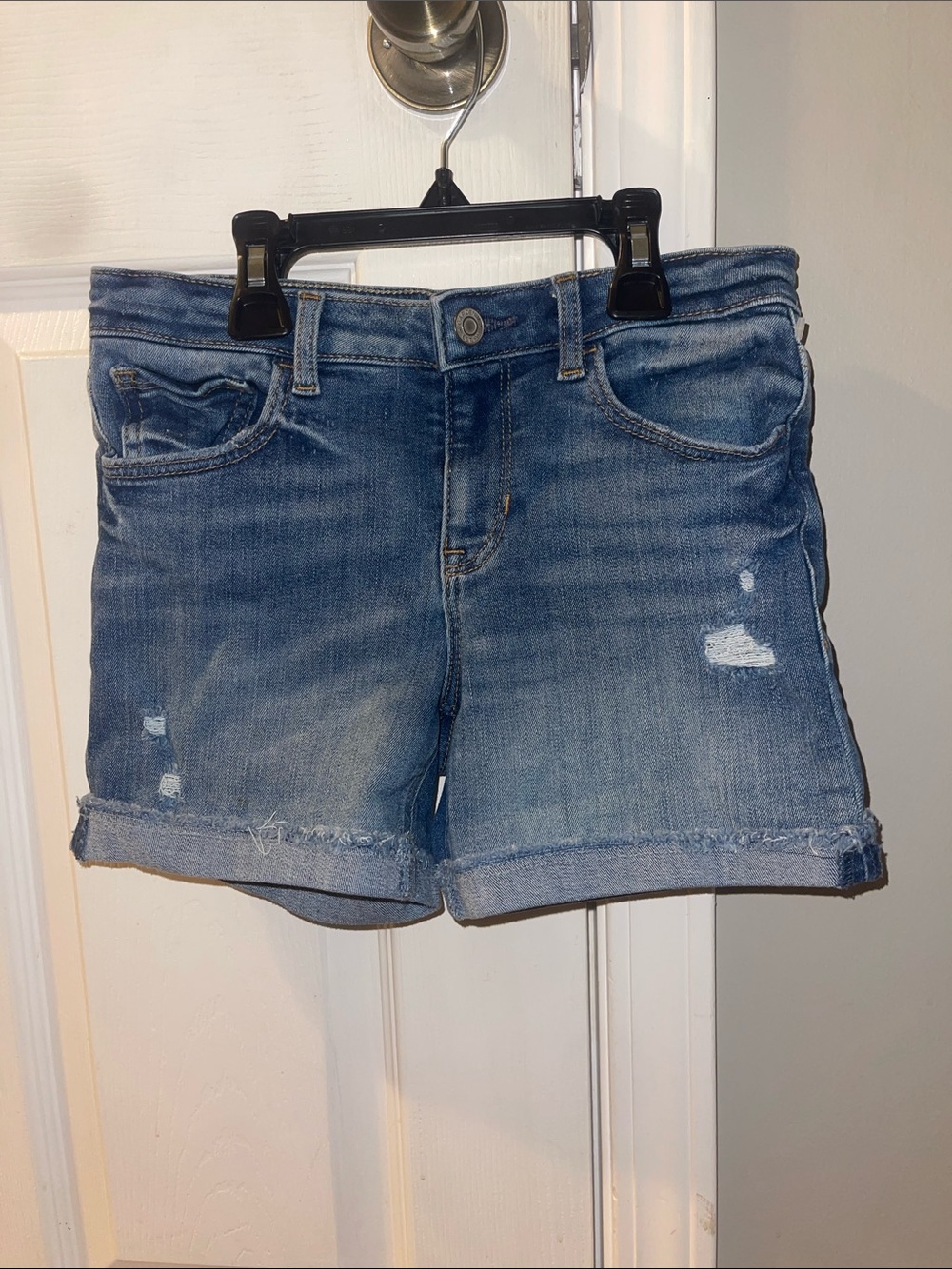 GAP Distressed Blue Denim Roll-Cuff Kids Shorts